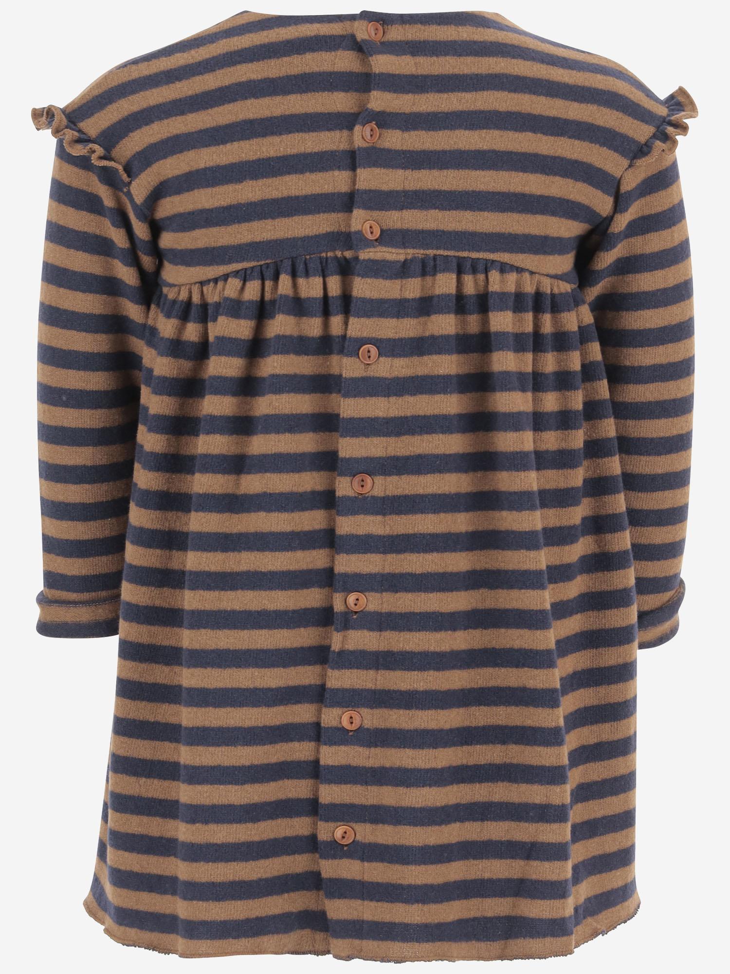 ABITO IN MISTO COTONE STRETCH A RIGHE CON FIOCCO 25W166 CASTAGNA 1+ IN THE FAMILY KIDS 
