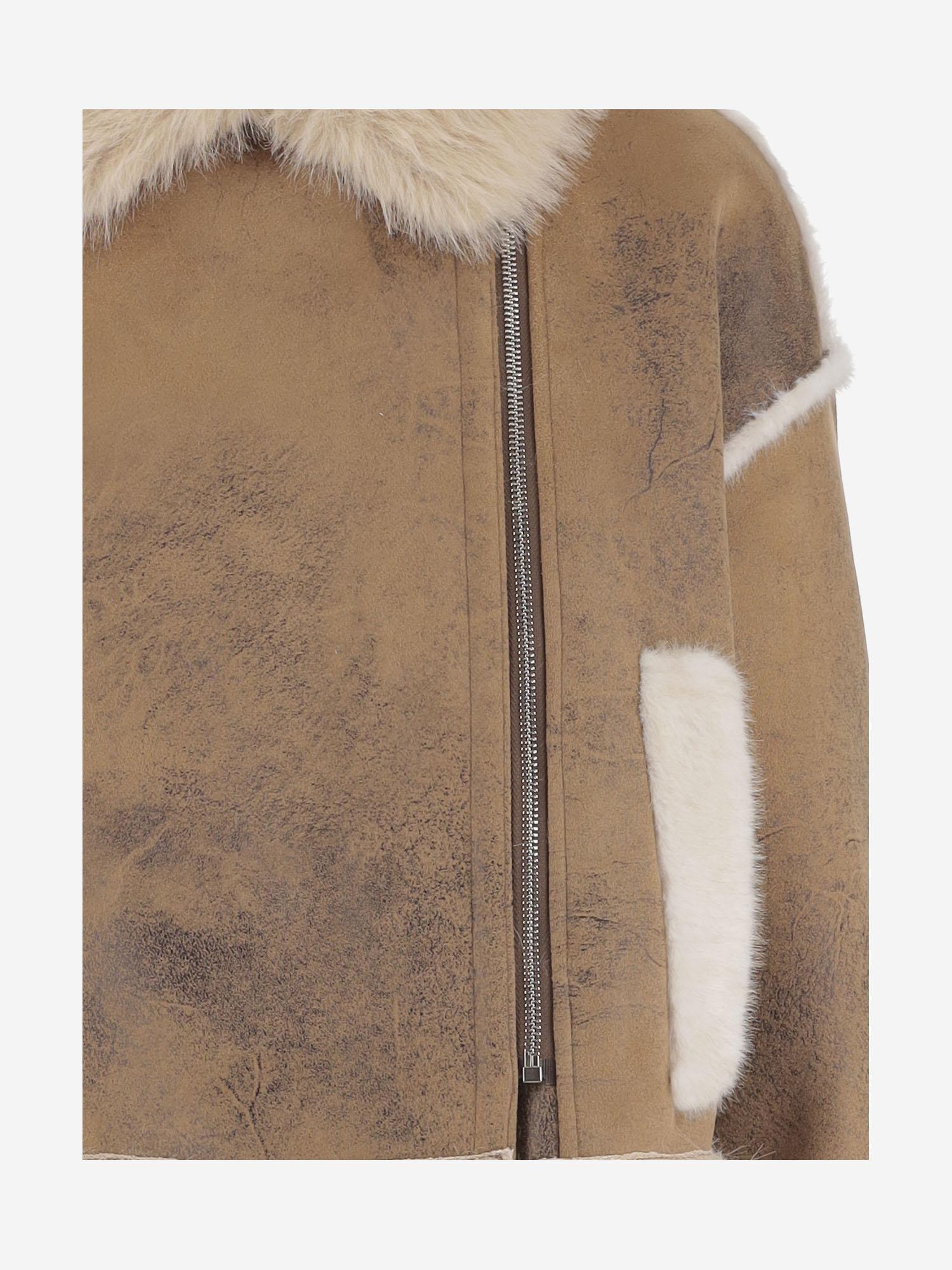 GIUBBOTTO IN NYLON CON BORDATURE IN PELLICCIA PZ121 SLV003 UNCOMMON 