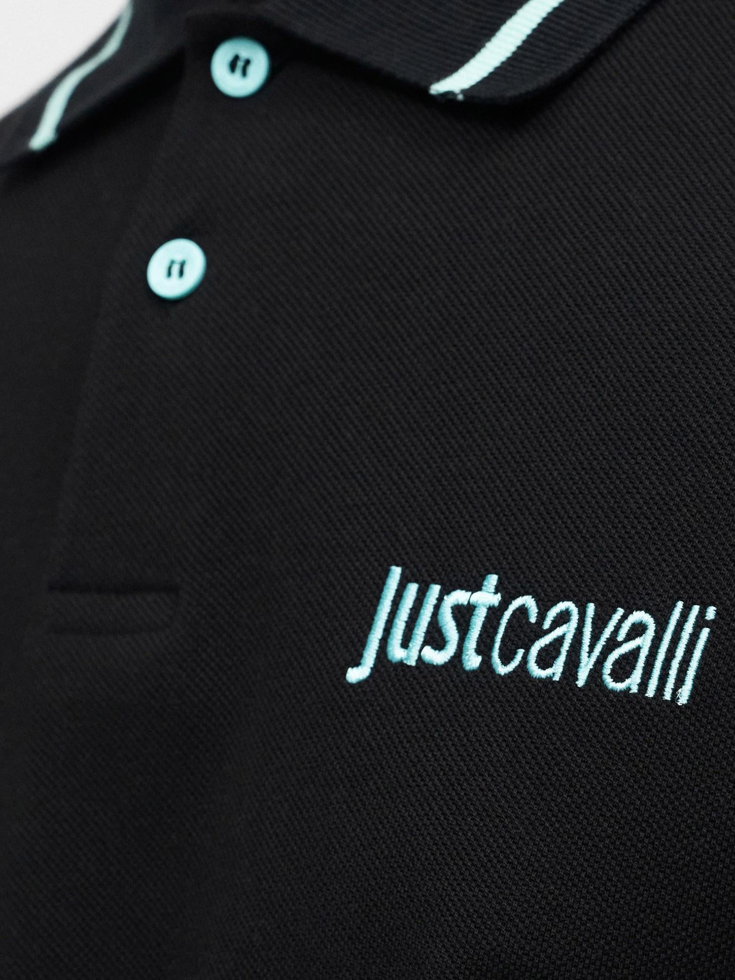POLO IN COTONE CON COLLETTO BICOLORE E LOGO 80OAGT12 CJ506899 JUST CAVALLI 