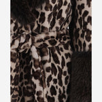 CAPPOTTO IN NYLON CON MOTIVO ANIMALIER E DETTAGLI IN PELLICCIA EF70 LEO005 UNCOMMON 