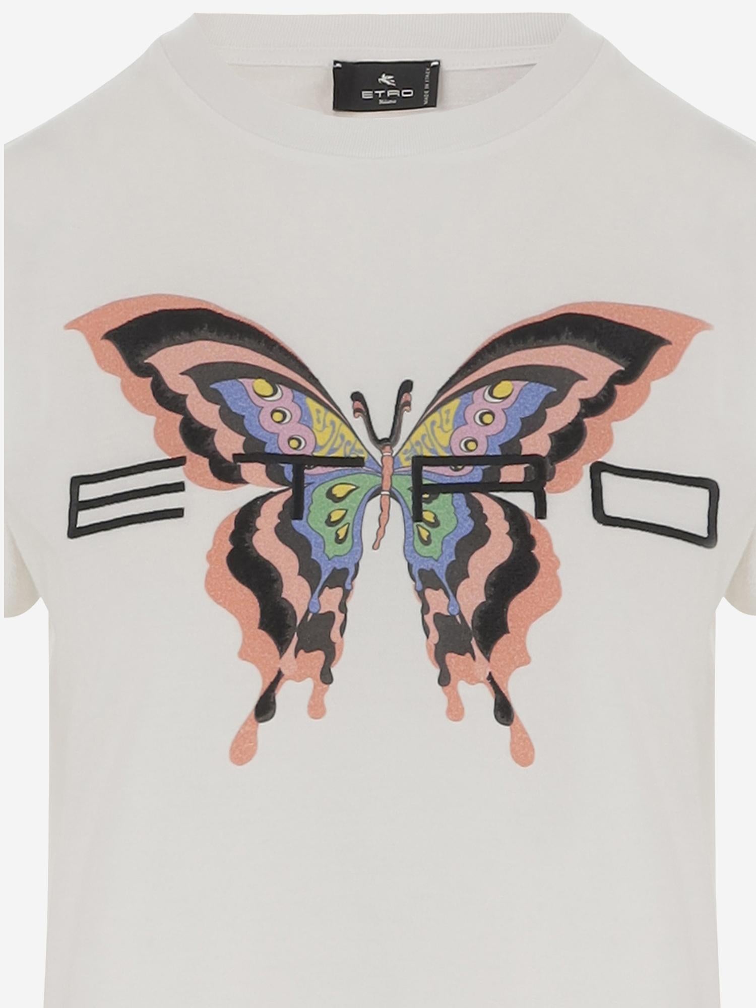 T-SHIRT IN COTONE CON STAMPA FARFALLE WRMA0006 AK786W0111 ETRO 