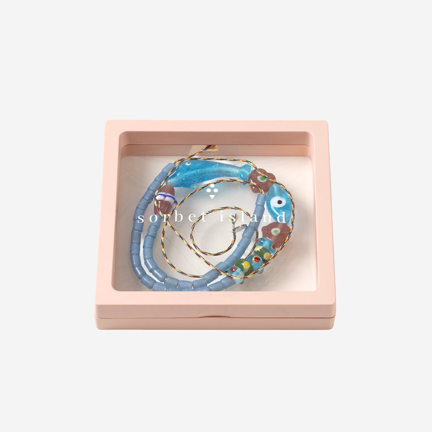 Collana con delfini e perle in vetro MIXEDGLASSBEAD DOLPHINBLUE SORBET ISLAND 
