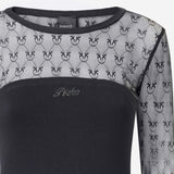 MAGLIA VIOLINISTA IN JERSEY CON PIZZO LOGO LOVE BIRDS 106472 A362Z99 PINKO 