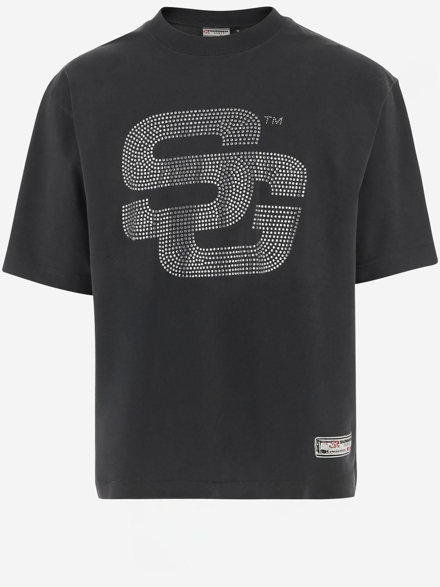 T-SHIRT IN COTONE CON LOGO IN STRASS SG2510104 JETBLACK SUMMER GAMES 