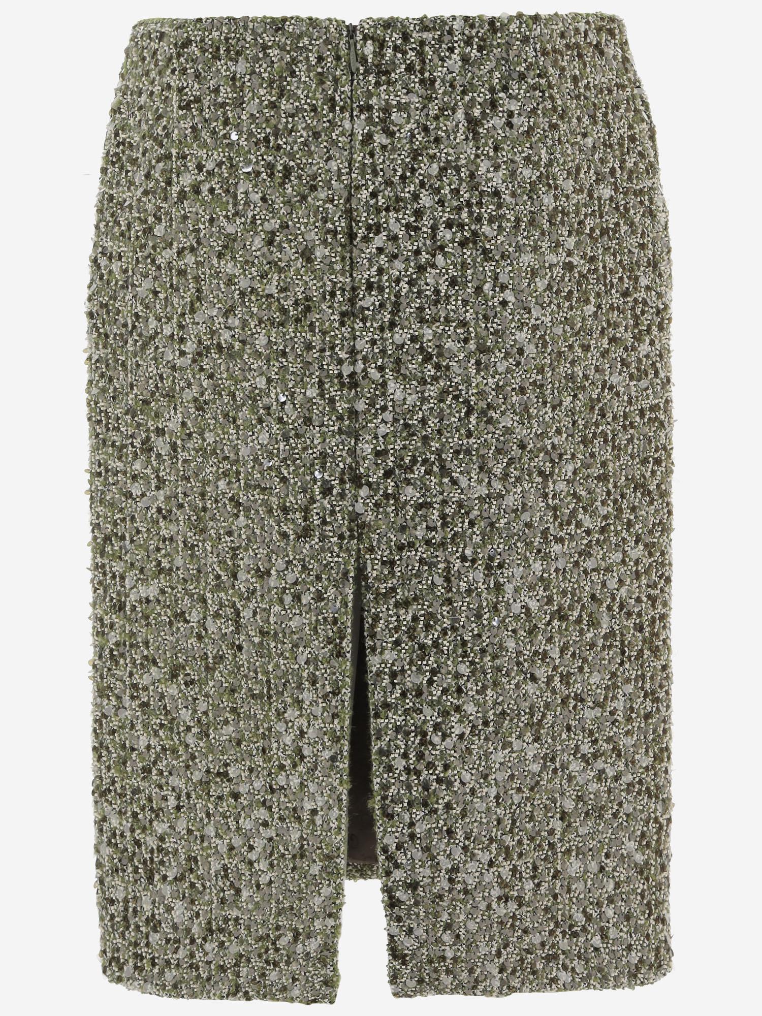 GONNA IN MISTO COTONE E LANA CON MOTIVO TWEED 844988 ZATN03861 GUCCI 