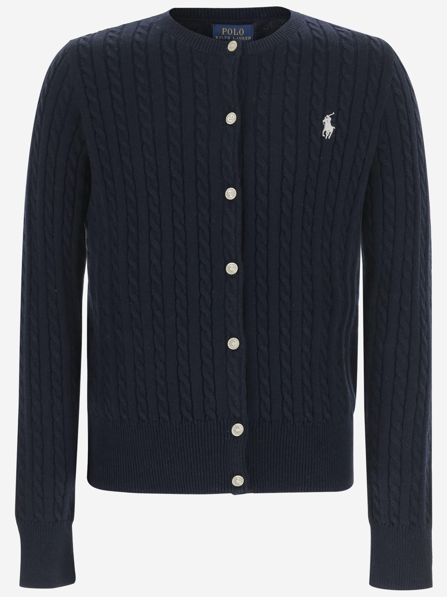 CARDIGAN IN COTONE CON LOGO 313543047 011 POLO RALPH LAUREN KIDS 