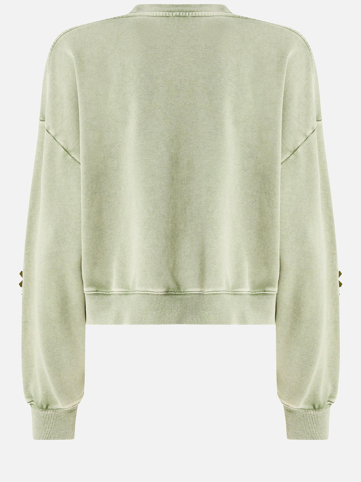 Felpa in cotone con fiori gioiello 106302 A34LU84 PINKO 