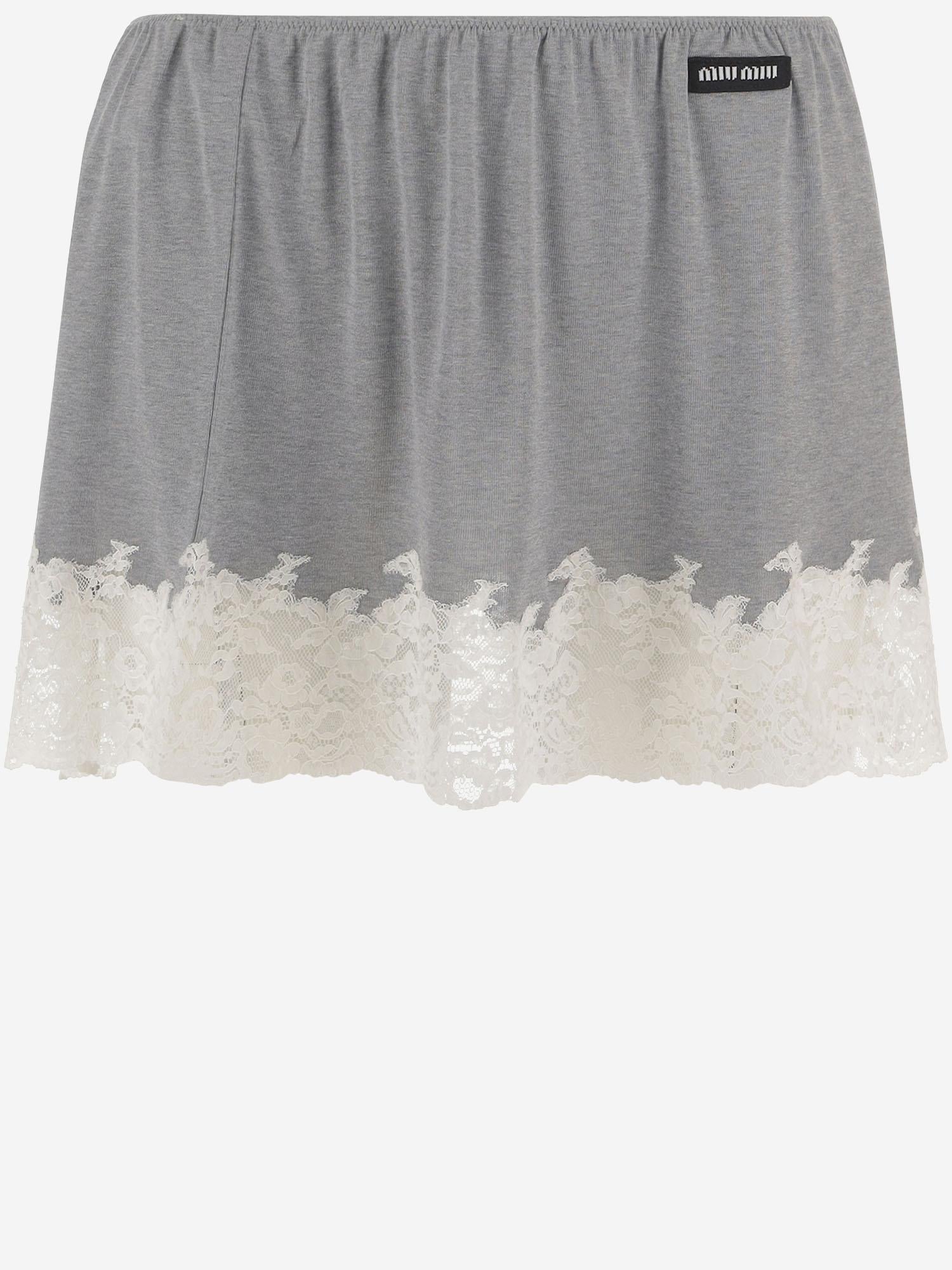 GONNA IN SETA RICICLATA CON BORDO IN PIZZO MG2644 19E1F0031 MIU MIU 