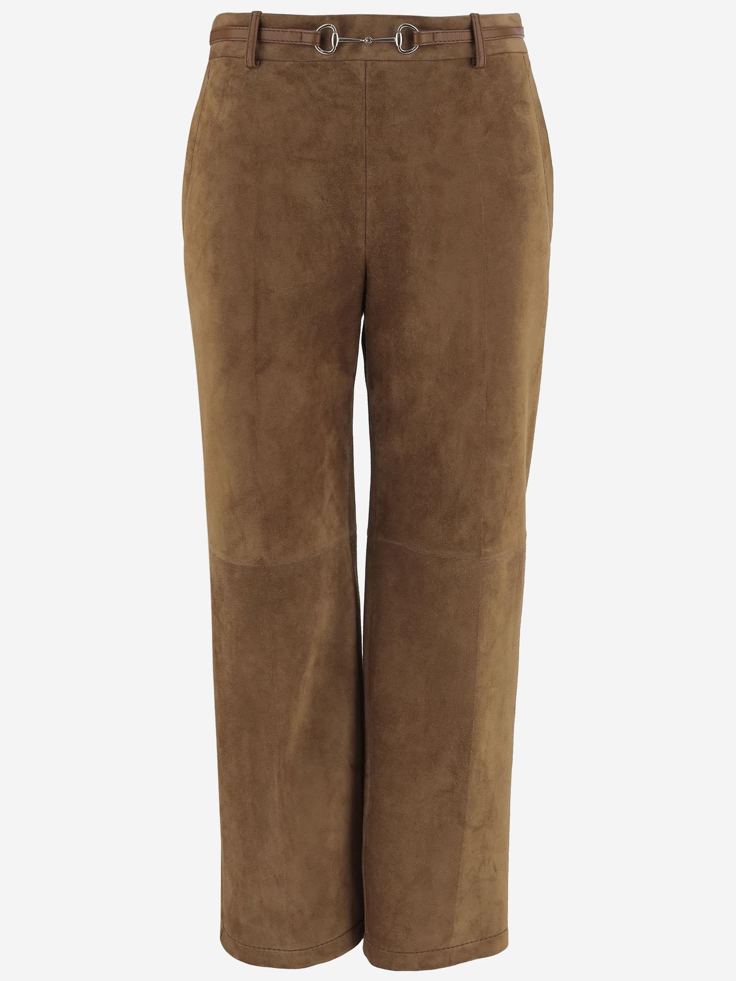 PANTALONI IN SUEDE CON MORSETTO 815074 XNA6B2234 GUCCI 