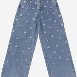 Jeans con ricami floreali P25PL453J0052 474 IL GUFO KIDS 