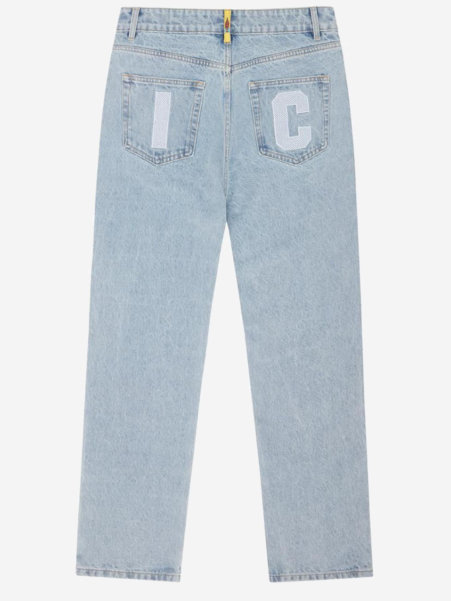 JEANS IN DENIM DI COTONE CON LOGO ICD001 HEAVY WASH BLUE ICECREAM 