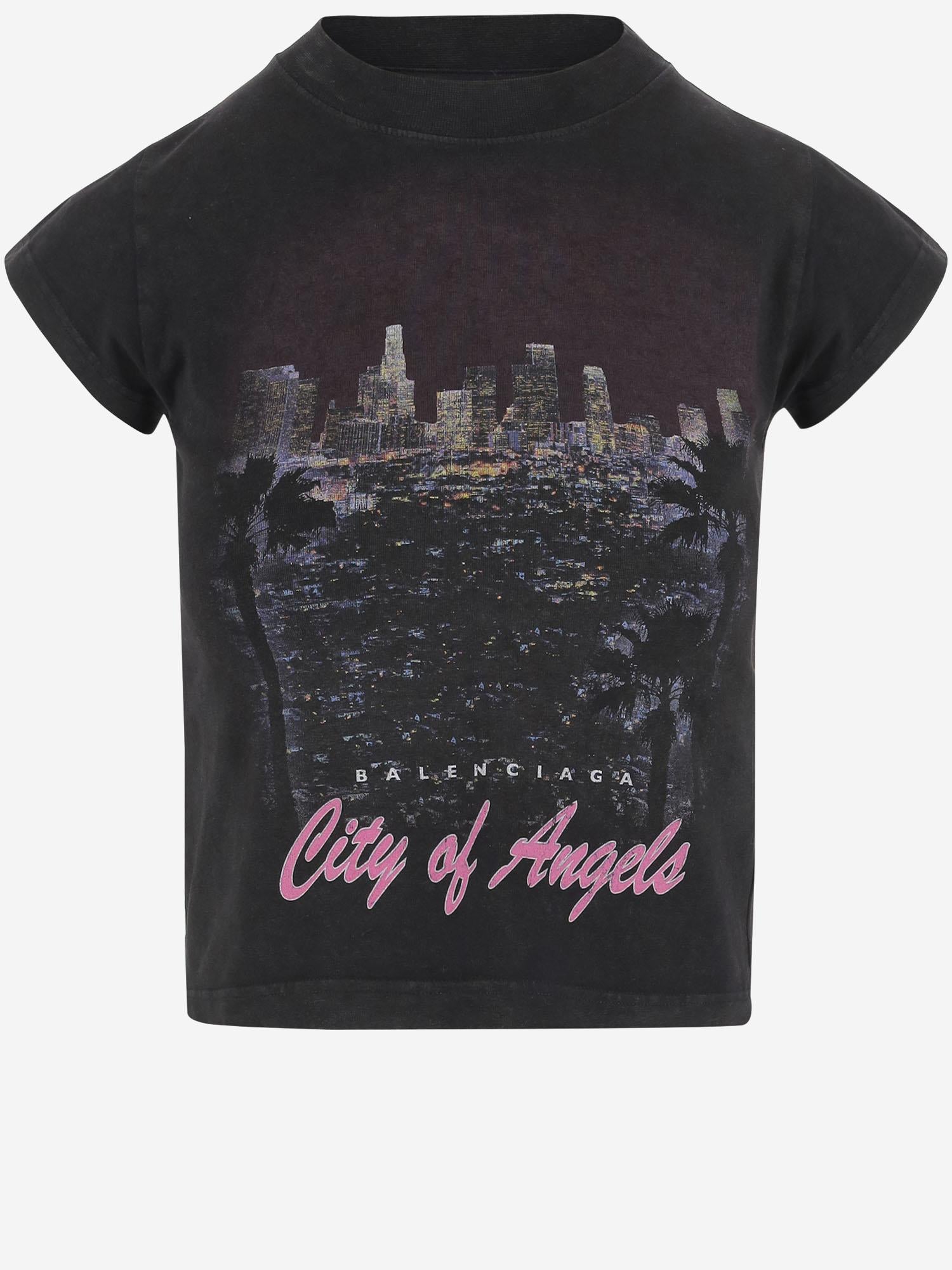 T-shirt Shrunk City Of Angels in cotone stretch 807341 TSVR51041 BALENCIAGA 