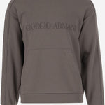 FELPA IN COTONE E CASHMERE CON LOGO GM001098 TE11705U8100 GIORGIO ARMANI 