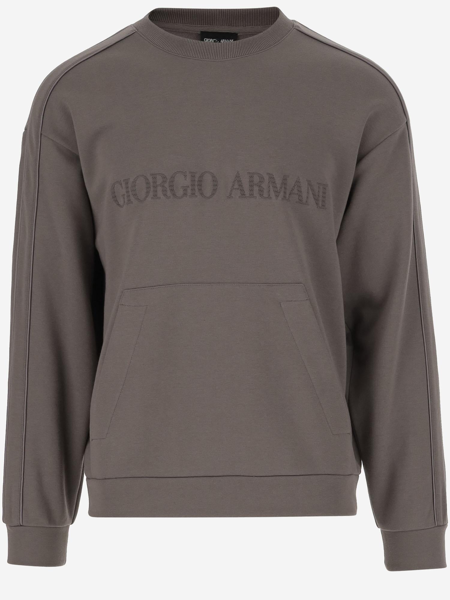 FELPA IN COTONE E CASHMERE CON LOGO GM001098 TE11705U8100 GIORGIO ARMANI 