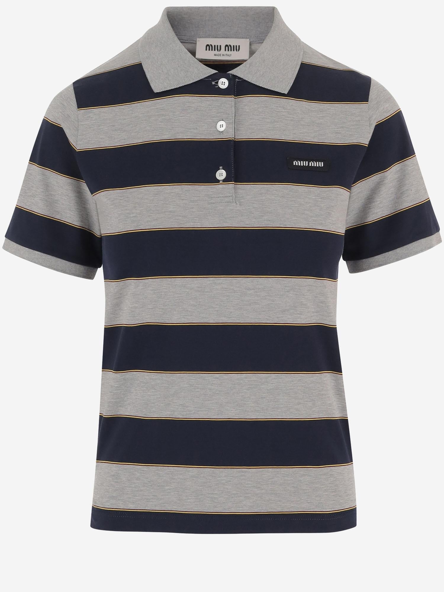 POLO IN COTONE CON MOTIVO A RIGHE MJN536 14RTF005R MIU MIU 