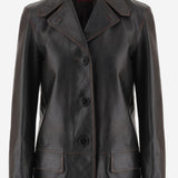 Giacca in pelle effetto invecchiato 838397 XNBAZ1080 GUCCI 