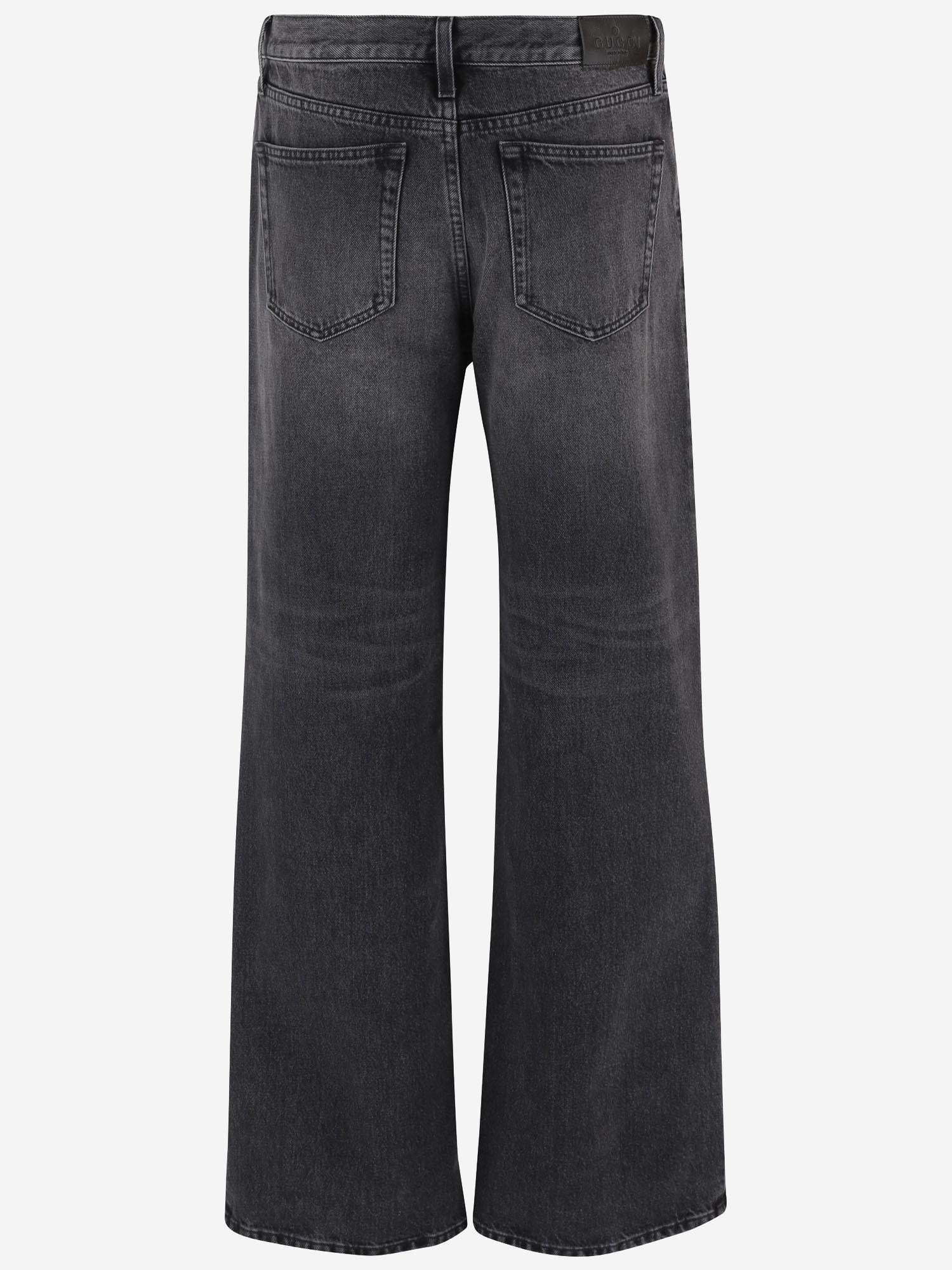 Jeans in denim di cotone con dettaglio morsetto 866906 XDDF11165 GUCCI 