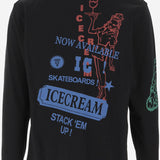 T-SHIRT A MANICHE LUNGHE IN COTONE CON LOGO IC25355 BLACK ICECREAM 