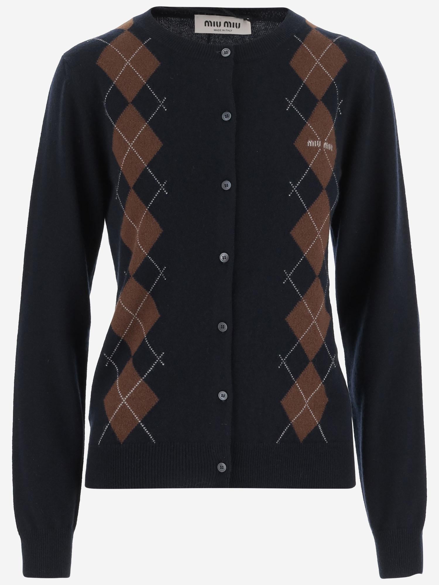 CARDIGAN IN CASHMERE CON MOTIVO GEOMETRICO MMF988 174BF0008 MIU MIU 