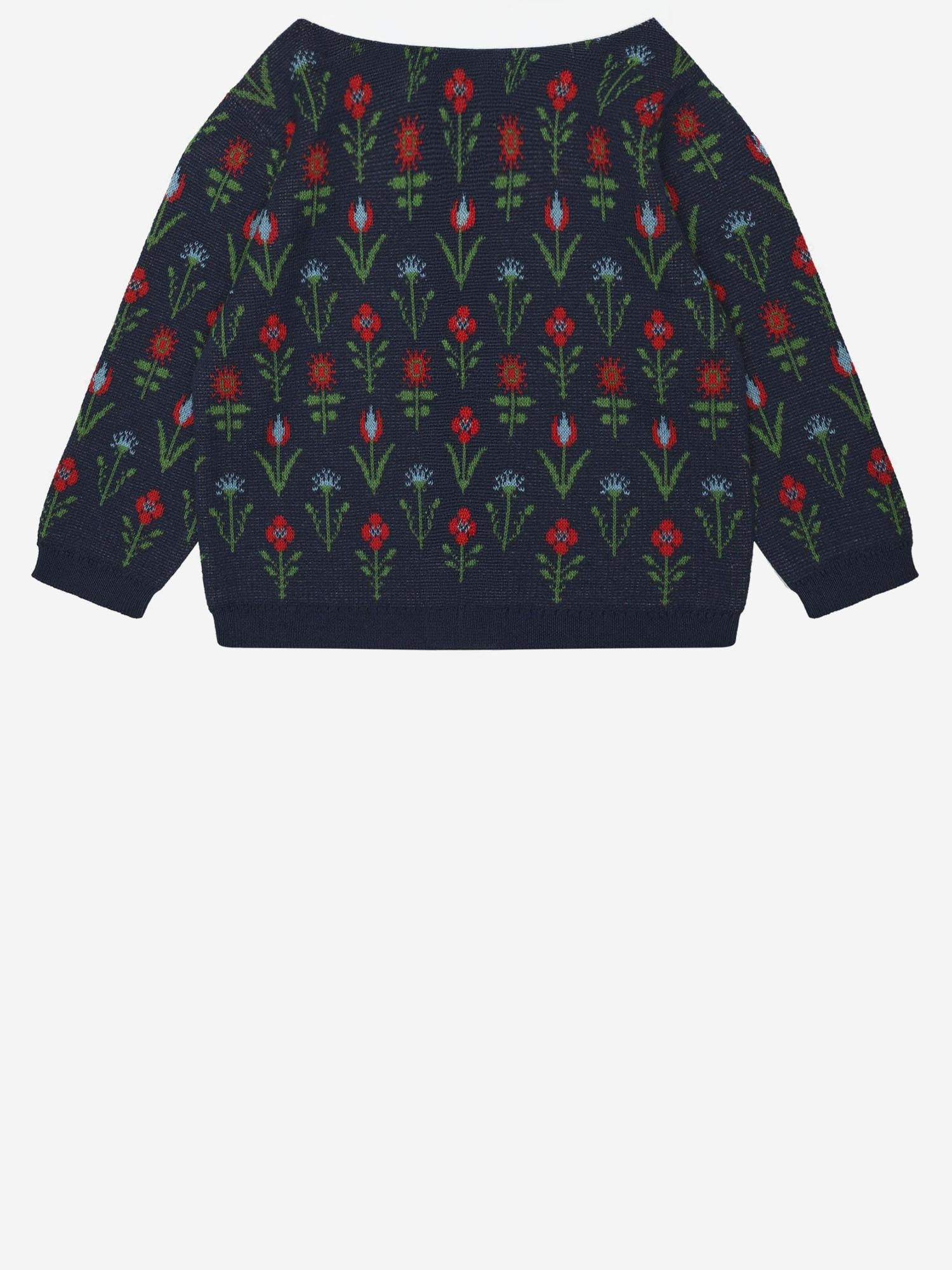 CARDIGAN IN COTONE CON MOTIVO FLOREALE 7526 DARKNAVYFLOWER FUB KIDS 