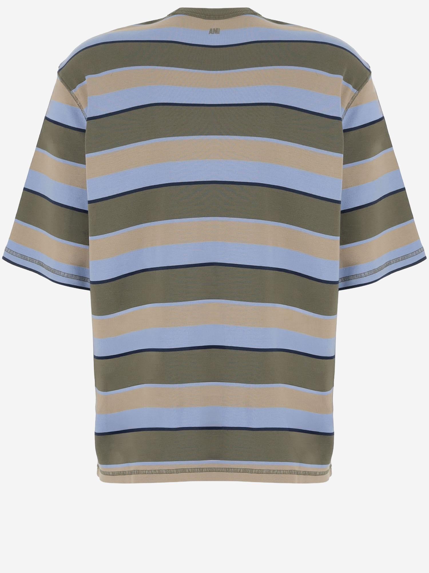 T-SHIRT IN COTONE STRETCH A RIGHE UTS369JE0209 A073 AMI 