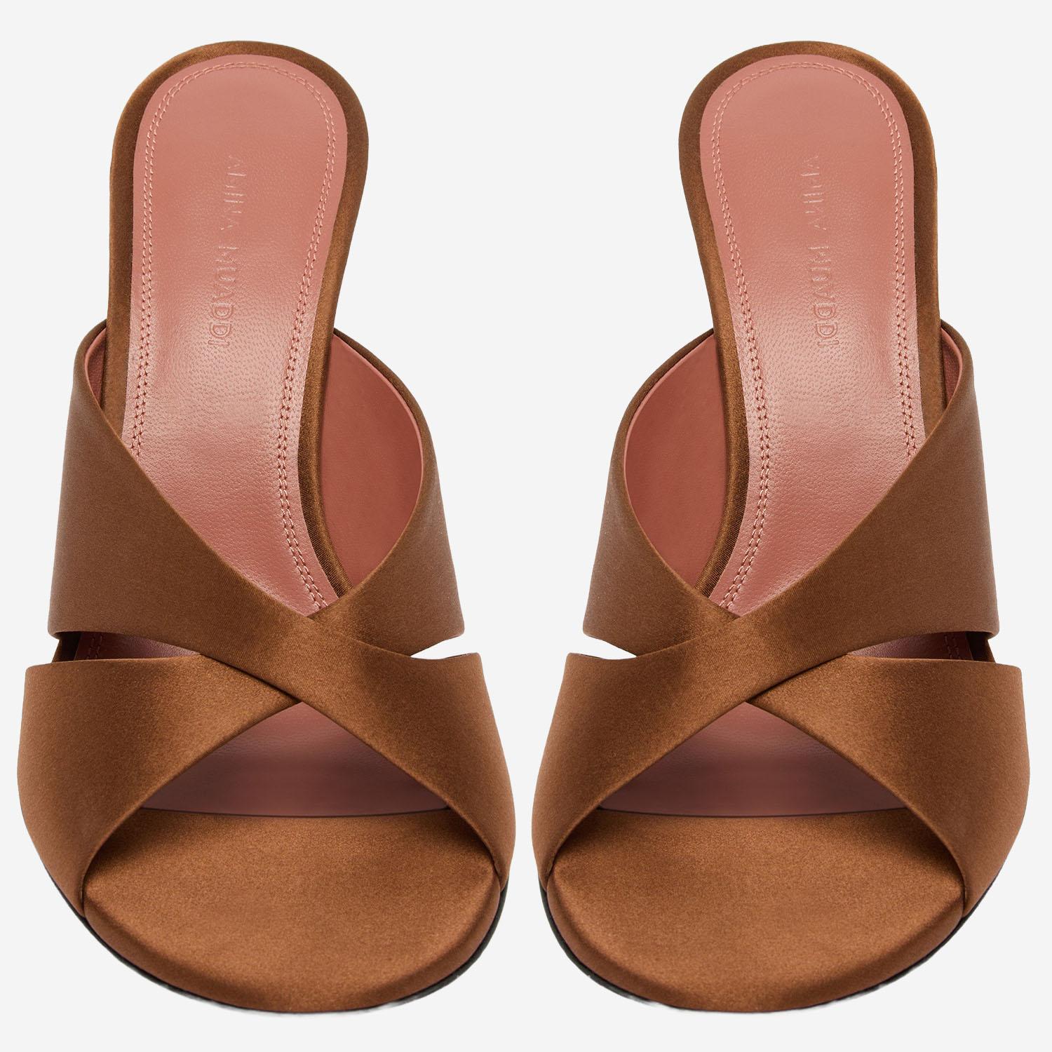 SANDALI SALMA IN RASO SALMASLIPPER 95MOCHA AMINA MUADDI 
