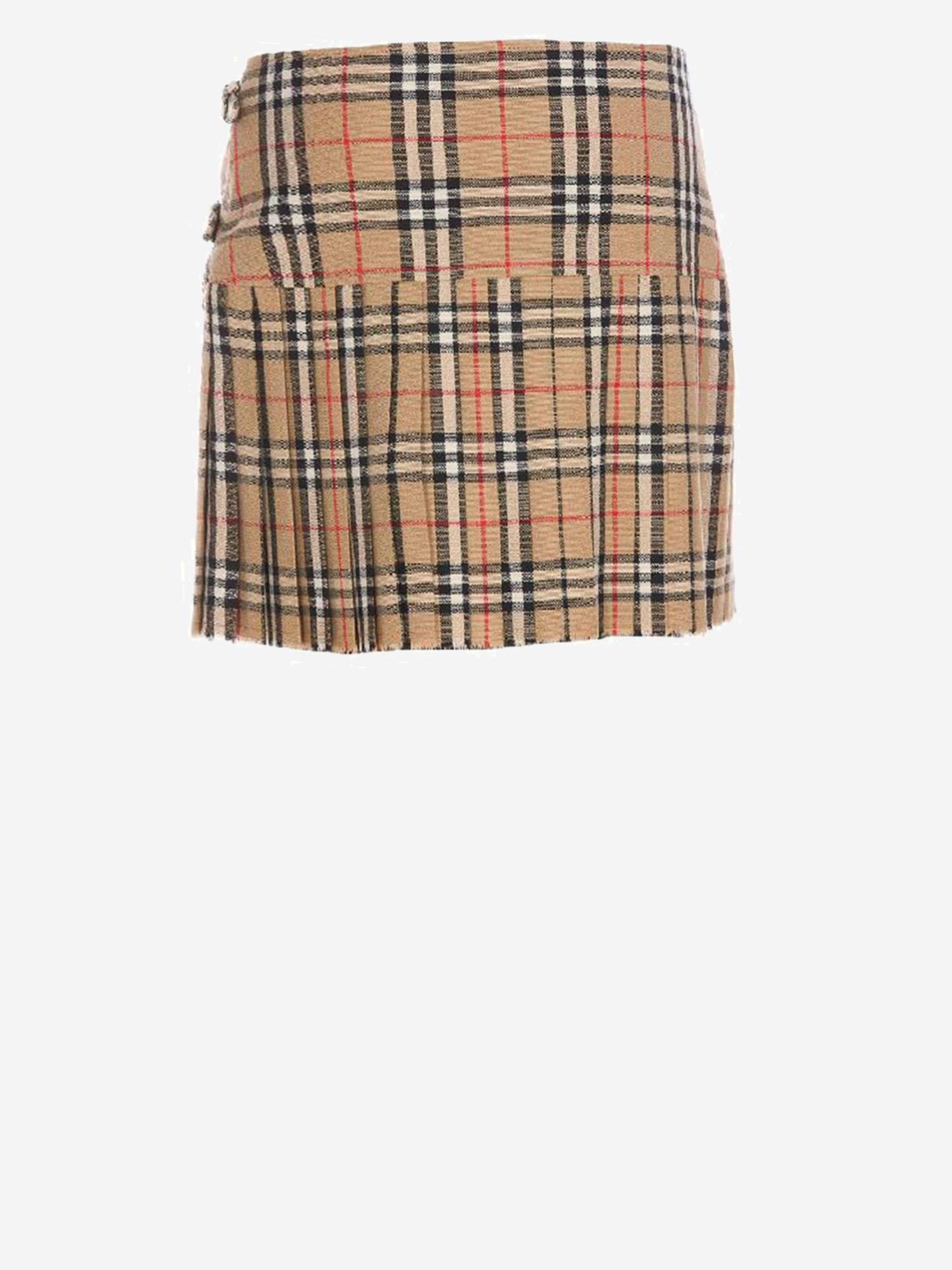 Mini kilt a pieghe con motivo check 8025832 ARCHIVE BEIGE IP CHK BURBERRY 