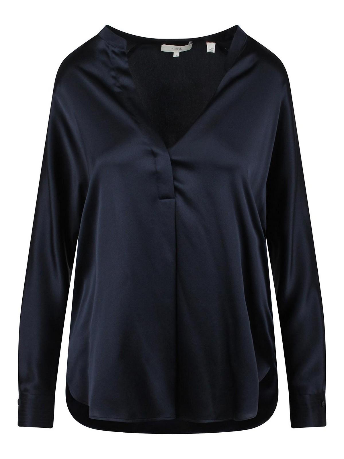 CAMICIA IN SETA CON SCOLLO A V VR84511926 403CBL VINCE 