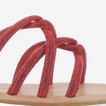 SANDALI IN PELLE CON STRASS TASO ROSSO KIMA 