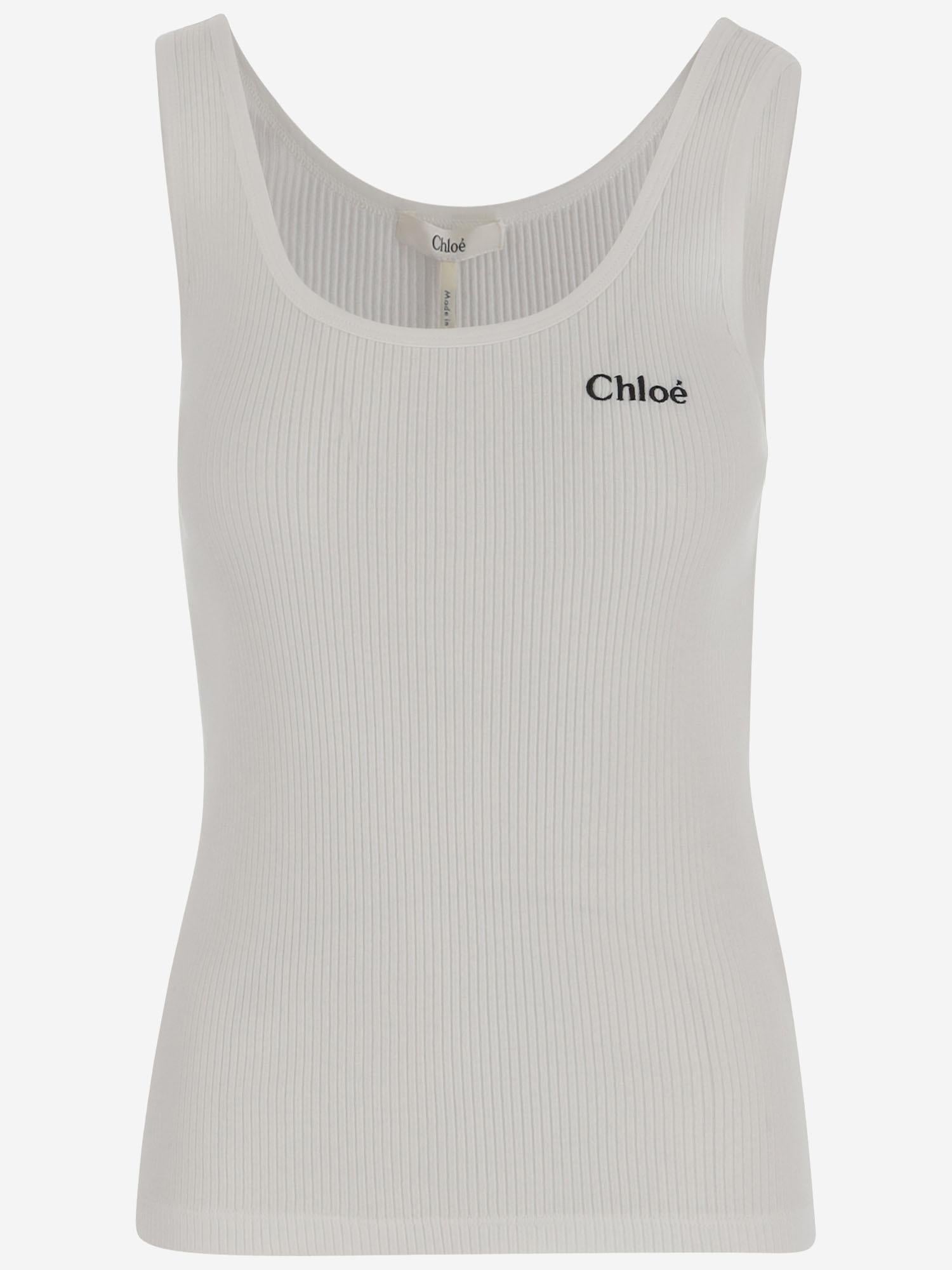 CANOTTA IN COTONE CON LOGO CH25SJH12180 101 CHLOE 