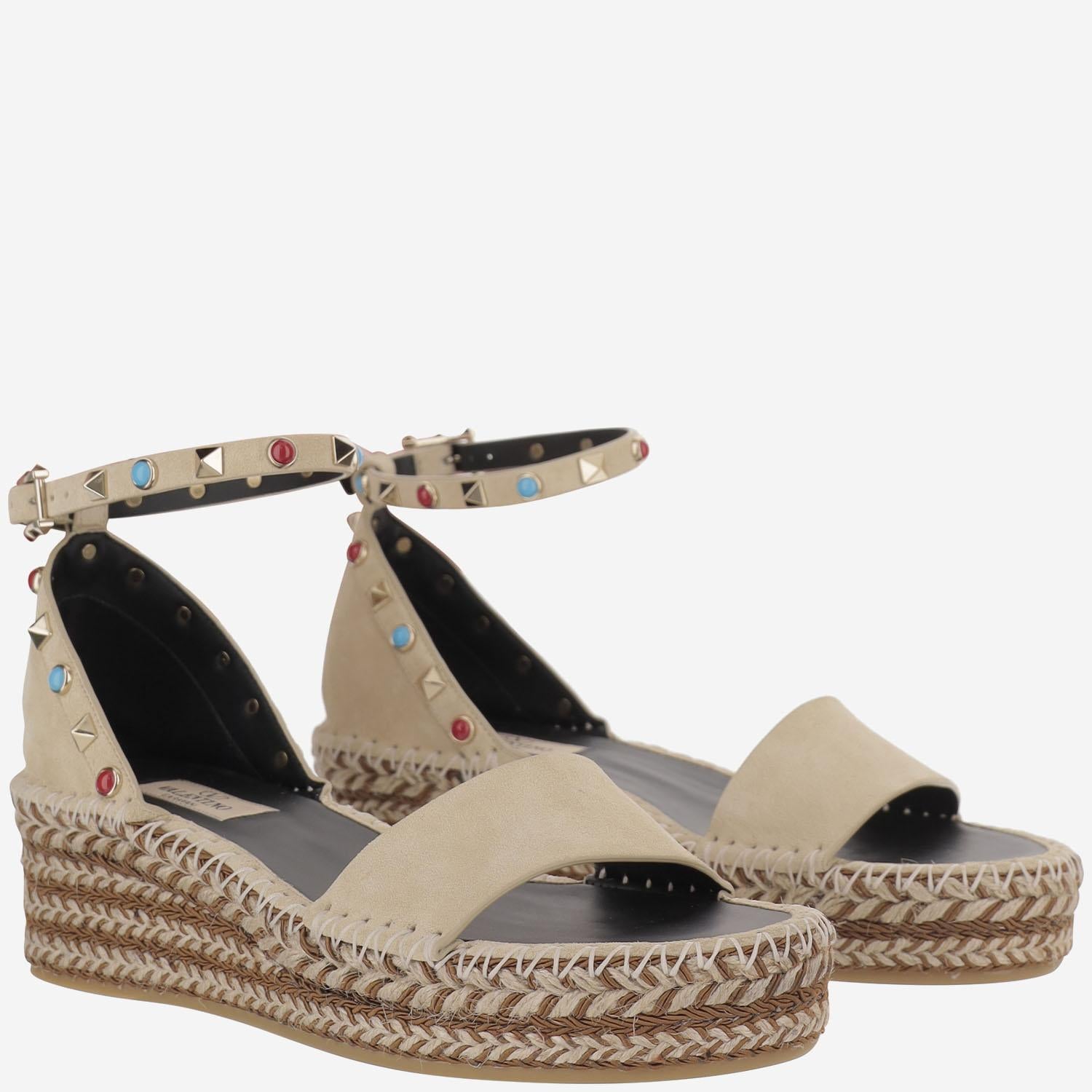 Sandalo espadrillas con borchie rockstud 8W2S0HB1 GRRD9Z VALENTINO GARAVANI 