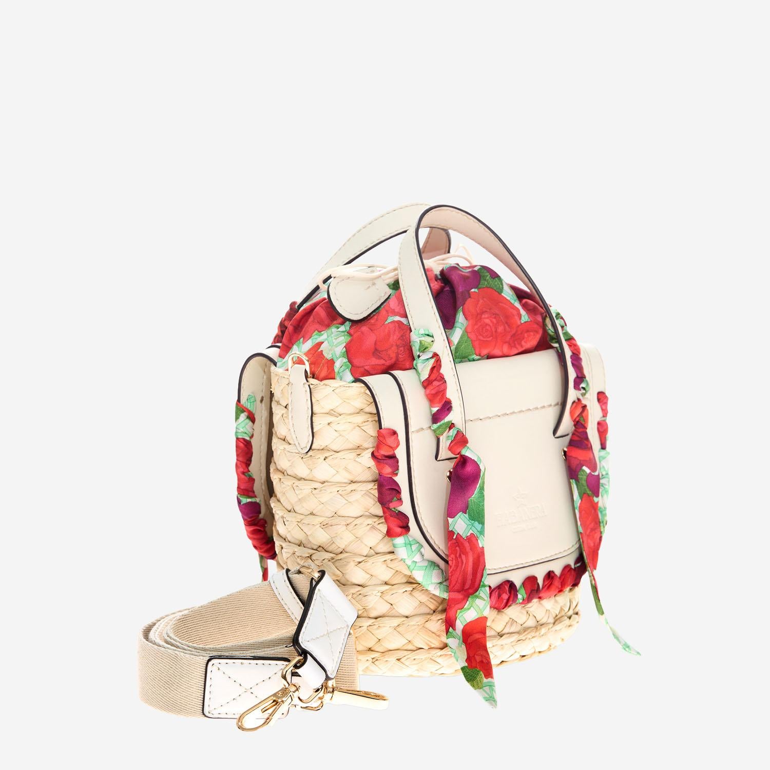 BORSA HABANERA IN PELLE E RAFIA HABANERASILK ROSETO CUBA LAB 