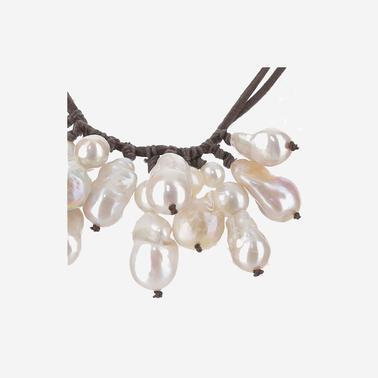COLLANA in suede CON perle bianche VNMVN3  MELA 