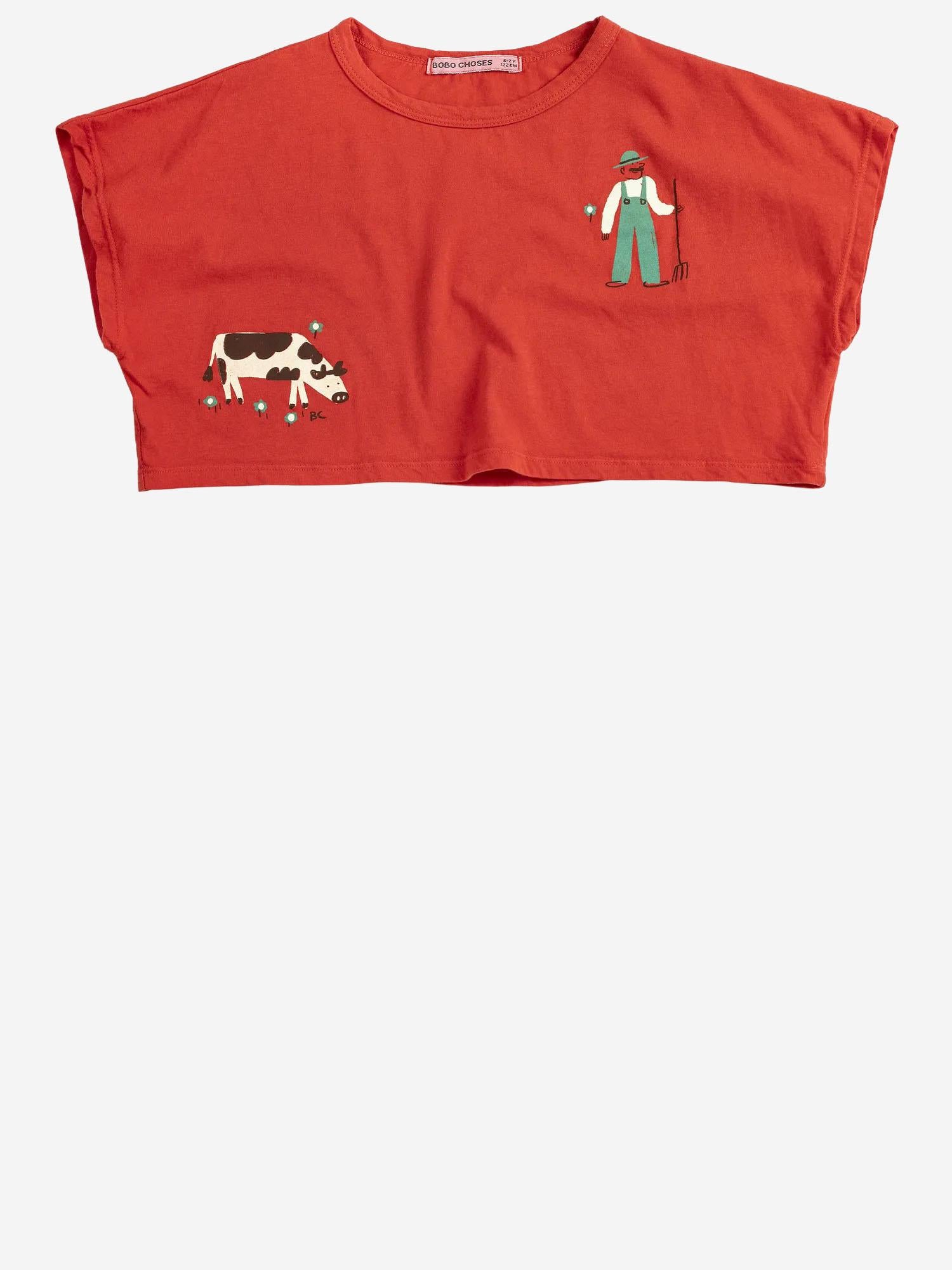T-SHIRT CORTA IN COTONE CON LOGO B126AC024 RED BOBO CHOSES KIDS 