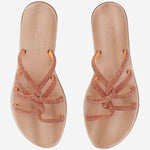 SANDALI IN PELLE CON STRASS TASO ARANCIO KIMA 