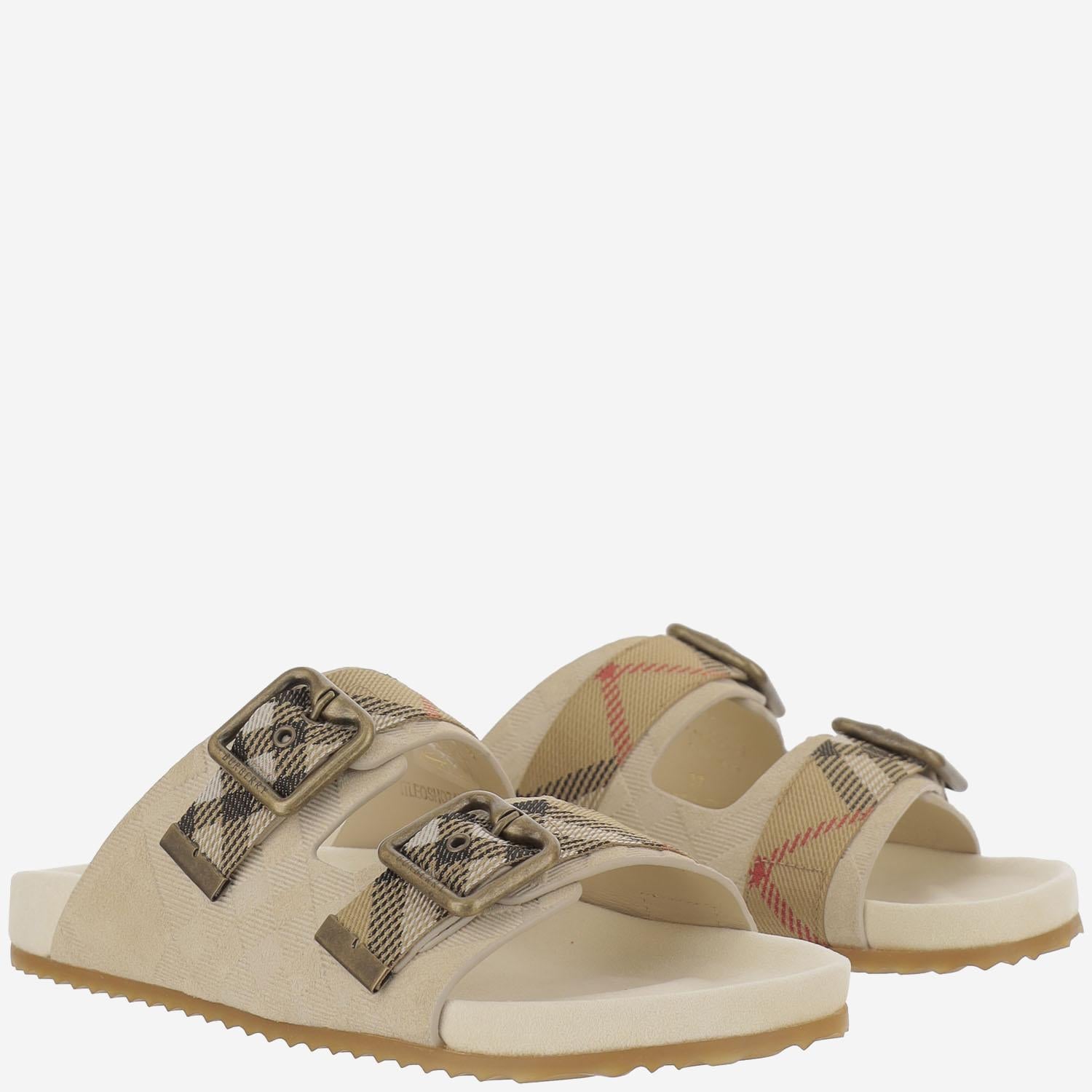 CIABATTE IN MISTO PELLE CON DOPPIO STRAP 8118612 BAKE BURBERRY 