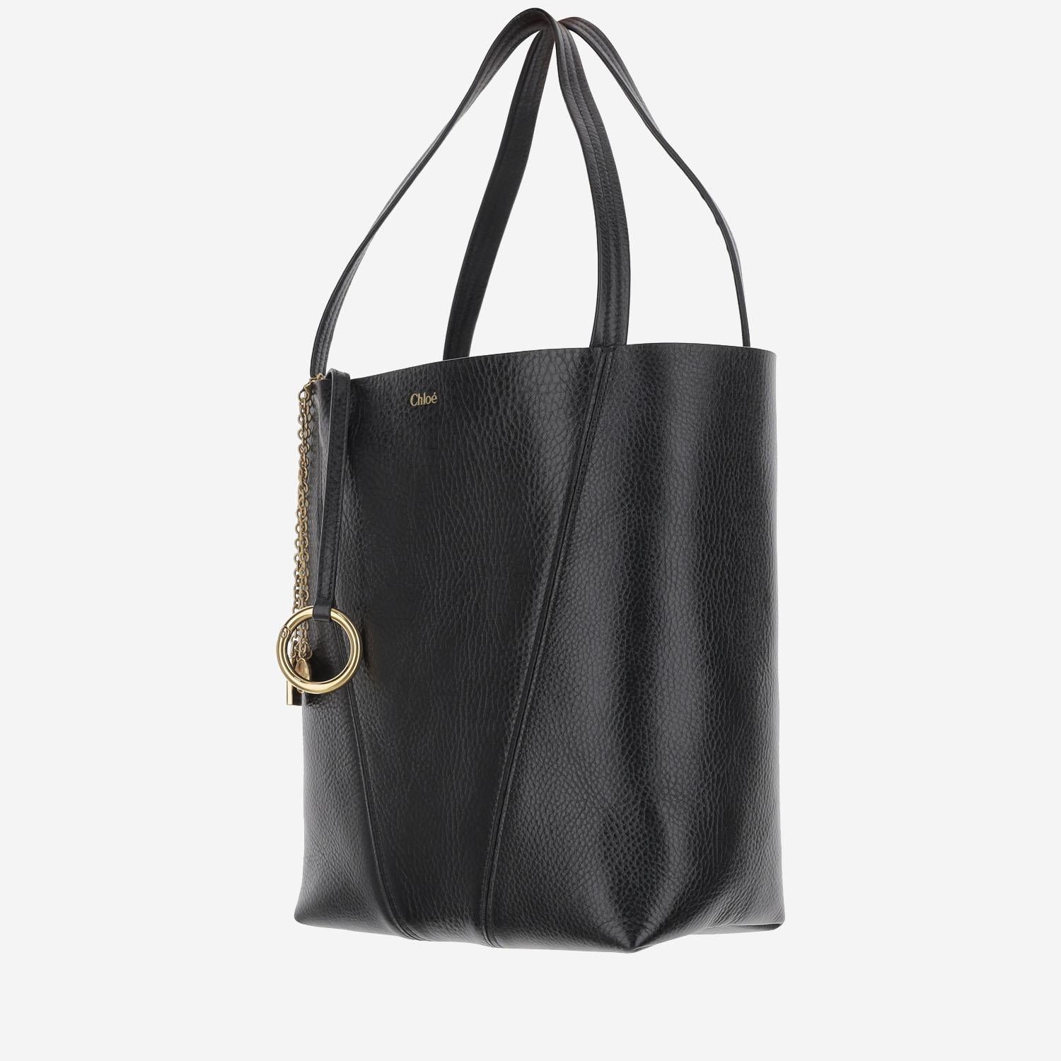 TOTE BAG CHLOÉ SPIN IN PELLE GRANATA CHC25SS811N84 001 CHLOE 