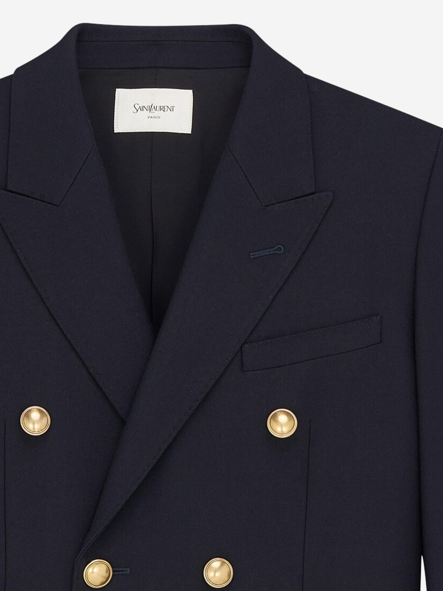 GIACCA DOPPIOPETTO IN GABARDINE DI LANA 631980 Y7B734141 SAINT LAURENT 
