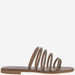 SANDALI IN PELLE CON STRASS KOS BRONZO MORO KIMA 