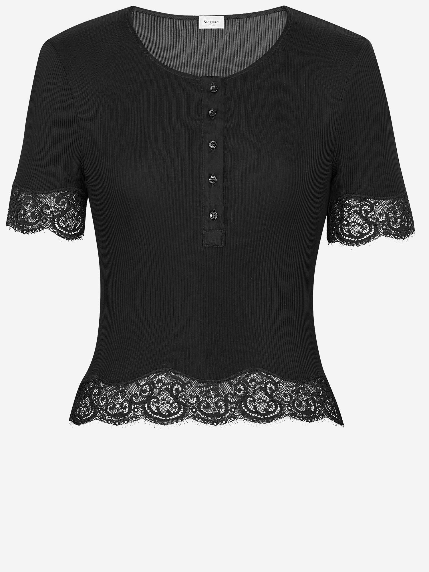 T-shirt in jersey di seta 851263 Y37SM1000 SAINT LAURENT 