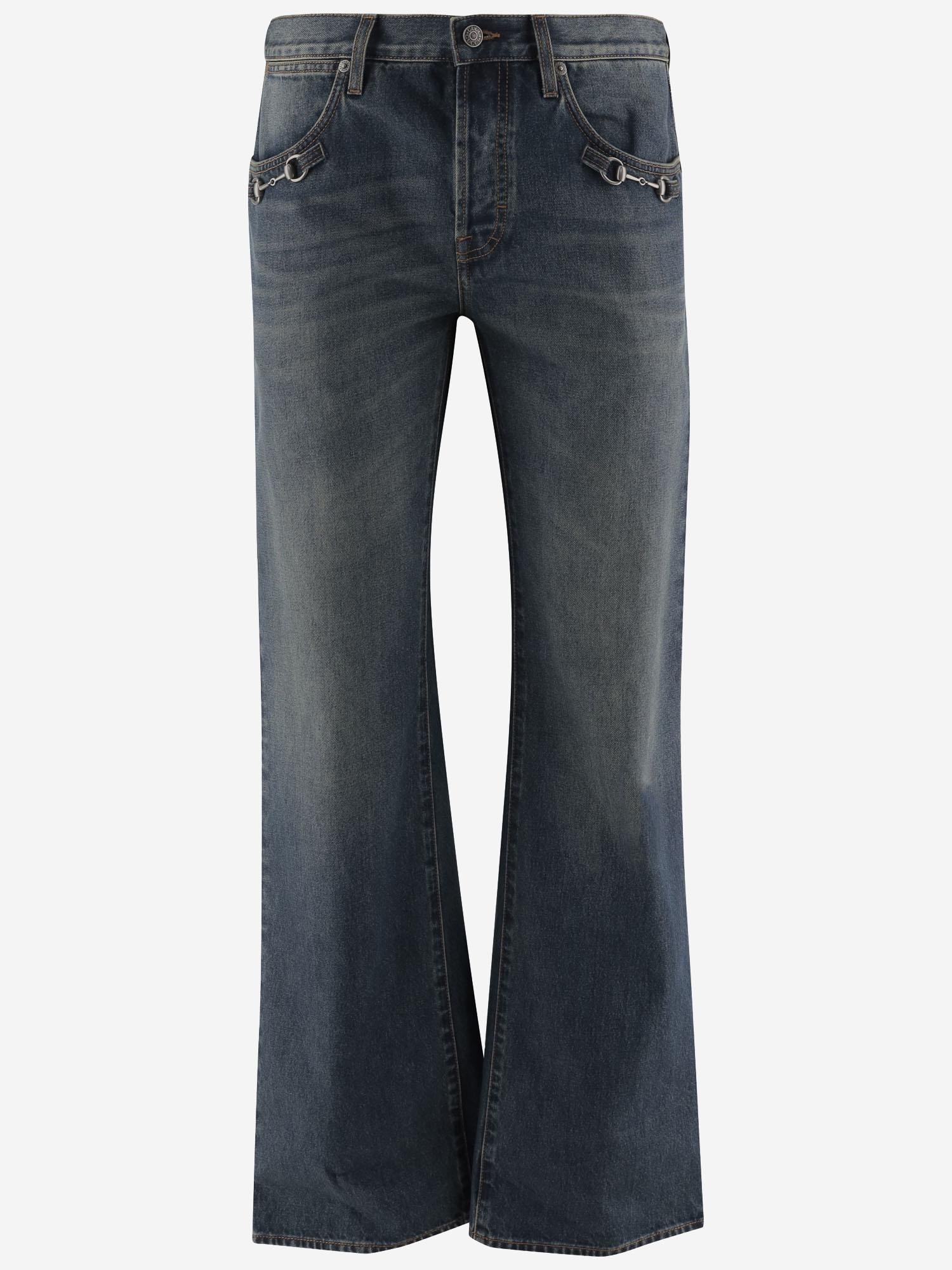 Jeans in denim di cotone con dettaglio morsetto 860844 XDDF04011 GUCCI 