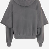 FELPA CON CAPPUCCIO IN COTONE E MANICHE A STRATI I003  CULTURA 