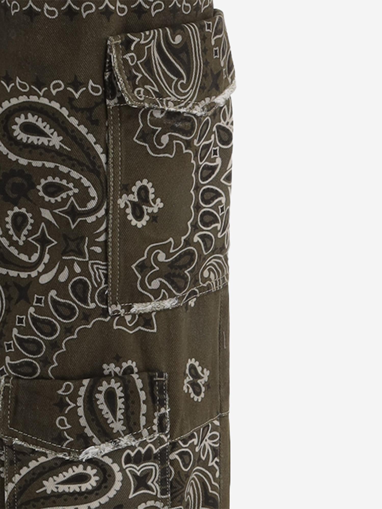 JEANS IN COTONE CON MOTIVO BANDANA DAM26B01 ARMY DONT @ ME 