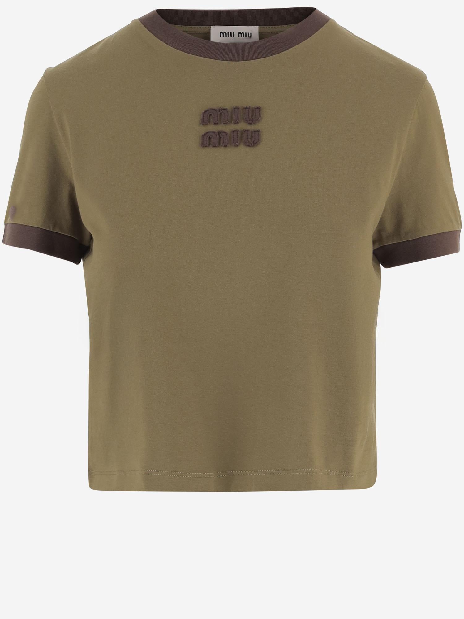 T-shirt in cotone con logo MJNA15 1841F0Y1C MIU MIU 