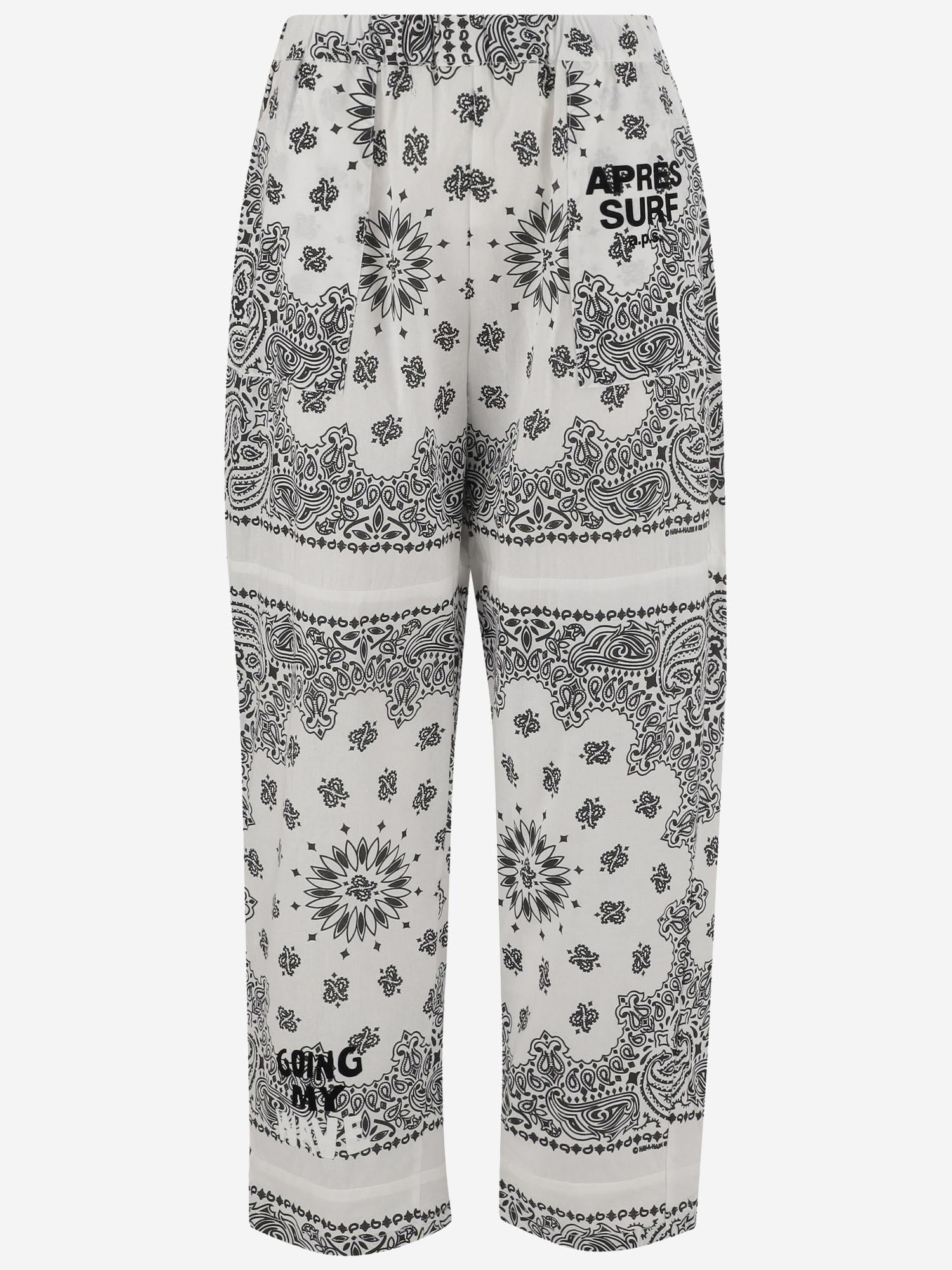 PANTALONI IN COTONE CON MOTIVO BANDANA TACATA WHITE APRES SURF 
