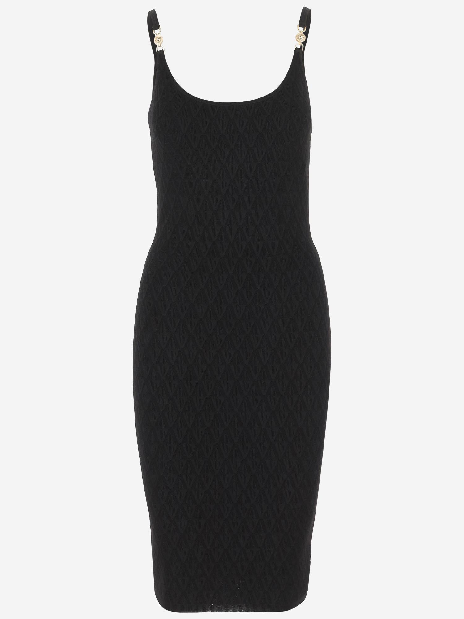 ABITO IN MAGLIA CON TEXTURE A V JACQUARD STRETCH 1011396 1A159781B000 VERSACE 