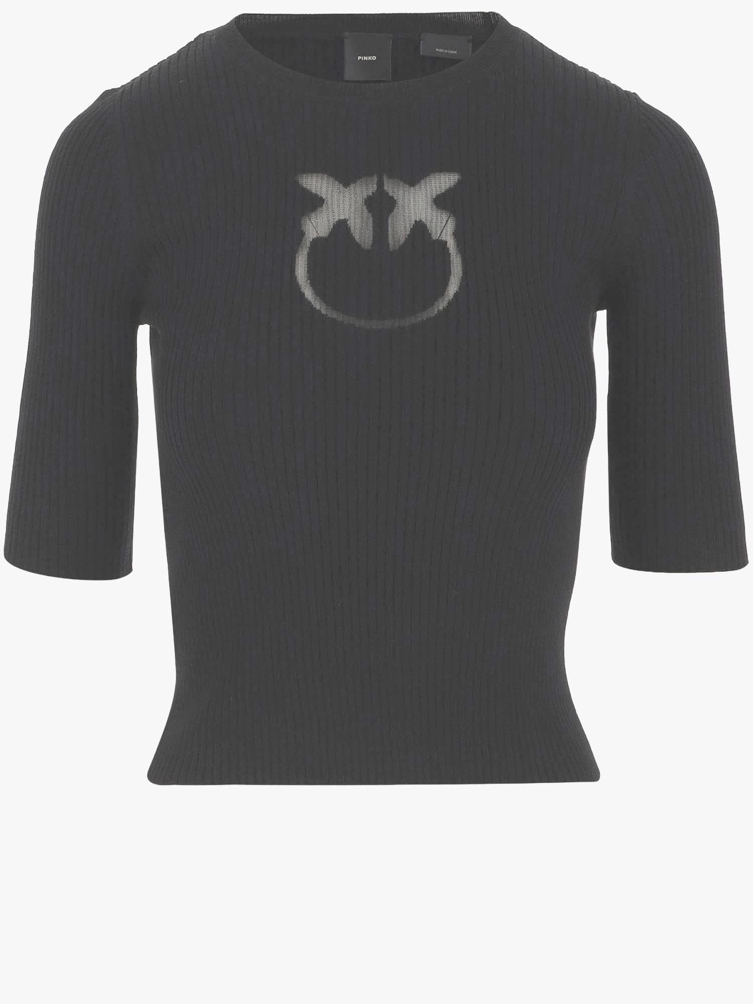 PULLOVER IN MISTO LANA A MANICHE CORTE CON LOGO 102017 A18MII2 PINKO 
