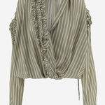 CAMICIA IN CUPRO A RIGHE CON VOLANT 010745 3274604 DRIES VAN NOTEN 