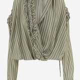 CAMICIA IN CUPRO A RIGHE CON VOLANT 010745 3274604 DRIES VAN NOTEN 
