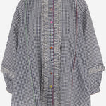 CAMICIA A QUADRI IN misto seta COTONE DLWPSSFF01 WHITEBLU PERO 